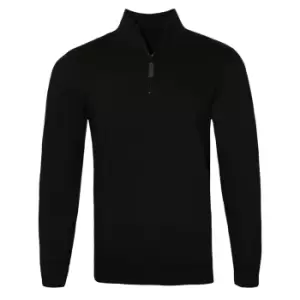 SOLS Mens Stan Contrast Zip Neck Sweatshirt (2XL) (Black)