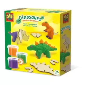 SES CREATIVE Dinosaurs Wooden Skeletons Dough Set, 3 Years and Above (00418)