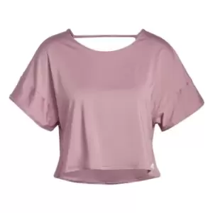 adidas Studio Backless Tee Womens - Magic Mauve / White