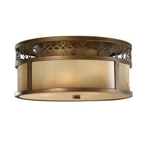 3 Light Flush Ceiling Light Bronze, E27