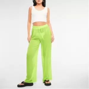 Missguided Wide Leg Sheer Mesh Beach Cover Up Trousers - Green