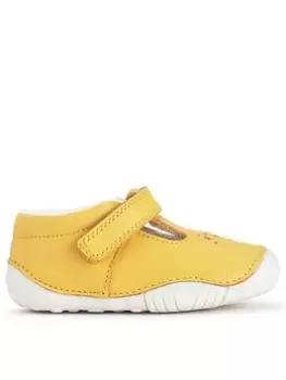 Start-rite Tumble Yellow Soft Leather Rip Tape T-Bar Baby Shoes - Yellow, Yellow, Size 2.5 Younger