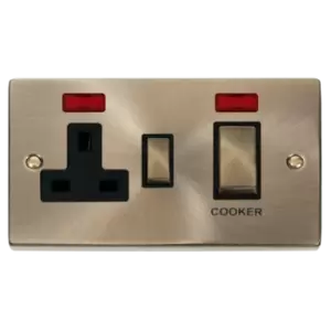 Click Scolmore Deco Ingot 45A Cooker Switch Unit with 13A 2 Pole Neon Switched Socket - VPAB505BK