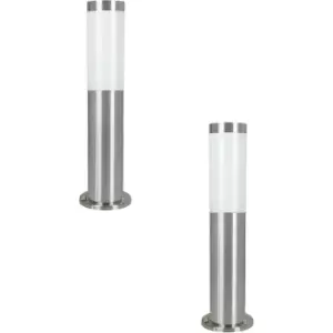 2 PACK IP44 Outdoor Bollard Light Stainless Steel 12W E27 450mm Driveway Post