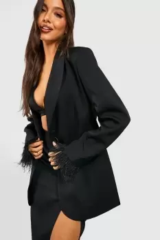 Feather Cuff Tailored Blazer