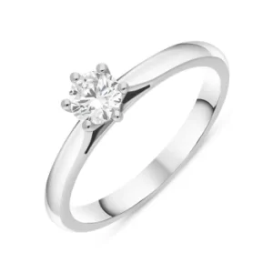 Platinum 0.33ct Diamond Round Brilliant Cut Six Claw Solitaire Ring