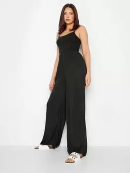 Long Tall Sally Black Crinkle Jumpsuit, Black, Size 14-16, Women