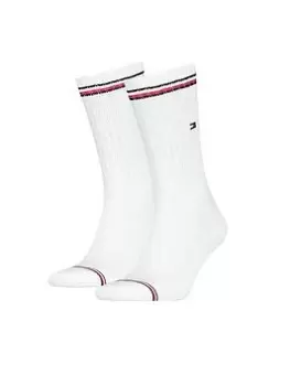 Tommy Hilfiger 2 Pack Iconic Sport Sock, White, Size 9-11, Men