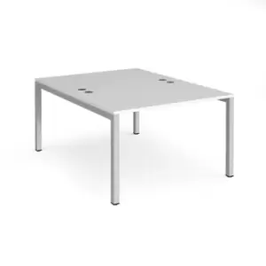 Bench Desk 2 Person Rectangular Desks 1200mm White Tops With Silver Frames 1600mm Depth Connex