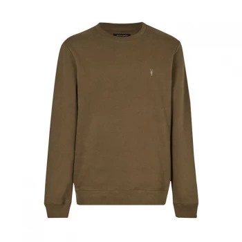 AllSaints Raven Contrast Crew - WOODLAND BROWN