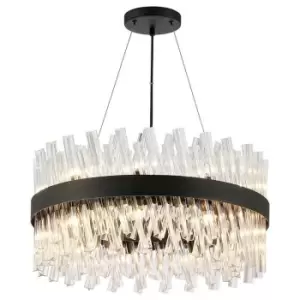 Luminosa Kalih 18 Light G9, Ceiling Pendant Round, Satin Black, Clear Item Weight: 16.81kg