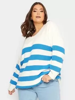 Yours Yours Wide Stripe Jumper Blue Size 14-16, Women