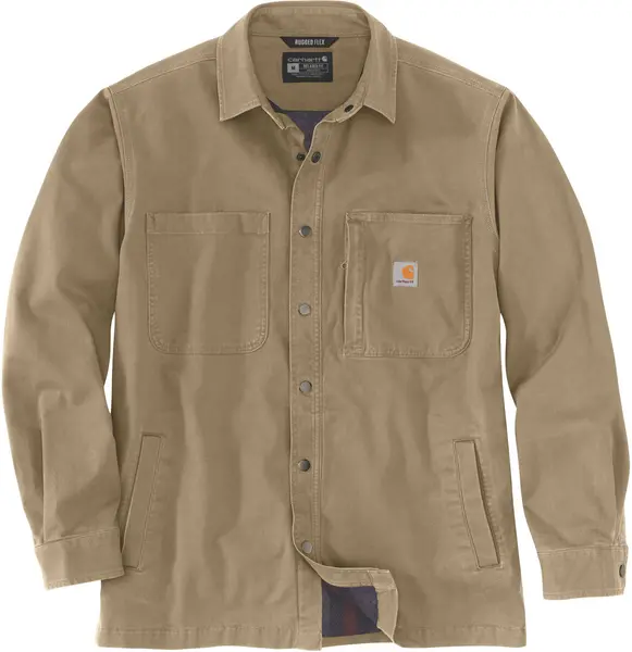 Carhartt Fleece Lined Snap Front Shirt, green-brown, Size L