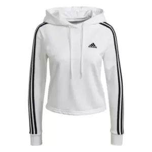 adidas 3 Stripe Crop Hoodie Womens - White