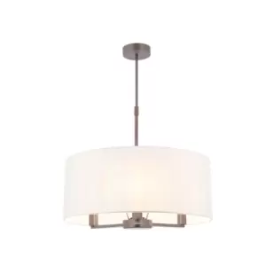 Ceiling Pendant Light Matt Nickel & Vintage White Fabric 3 x 40W E14 e10094