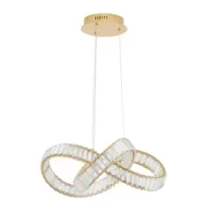 Merano - Kitchener Integrated LED Pendant Ceiling Light Gold Metal, Crystal LED 50W 4075.27Lm 3500K