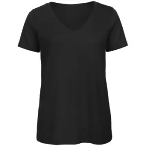 B&C Womens/Ladies Favourite Organic Cotton V-Neck T-Shirt (XS) (Black)