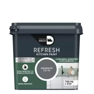 Maison Deco Refresh Kitchen Cupboards, Worktops & Splashbacks Paint Graphite - 750ml