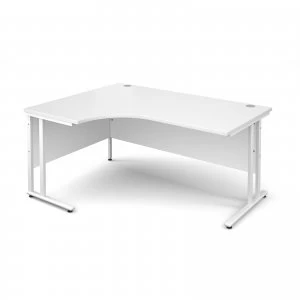 Maestro 25 WL Left Hand Ergonomic Desk 1600mm - White Cantilever Frame