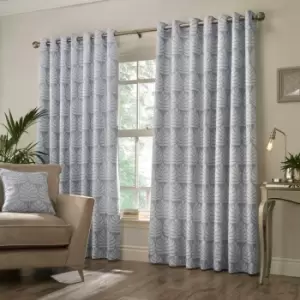 Paoletti Horto Embroidered Ringtop Eyelet Curtains (Pair) Polyester Blue (229X229Cm)