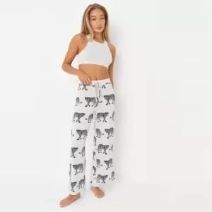 Missguided Leopard Crop Racer Wide Pj Set - Grey