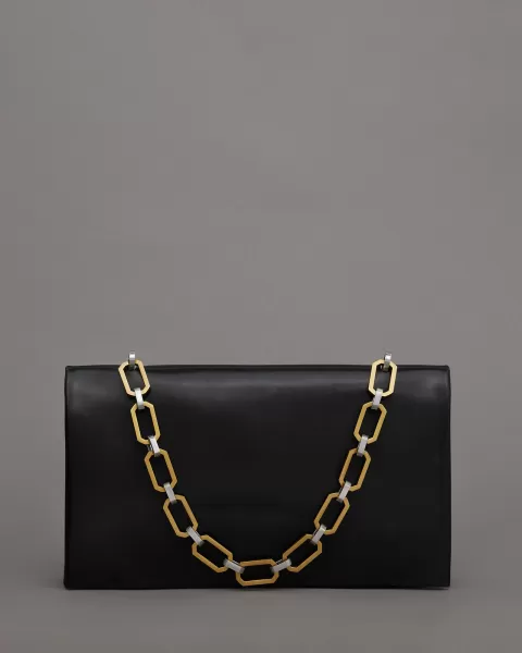 AllSaints Akira Leather Removable Chain Clutch Bag