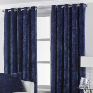 Verona Crushed Velvet Eyelet Curtains Navy, Navy / 168 x 229cm