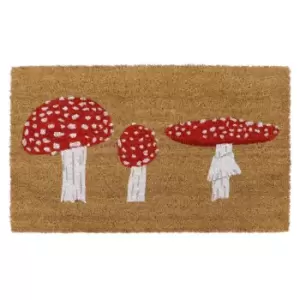 JVL Eco-friendly Latex Backed Coir Door Mat, Toad Stool