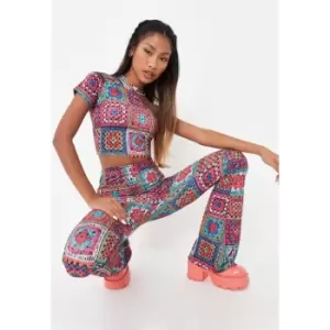 Missguided Crochet Look Fit and Flare Leggings - Multi