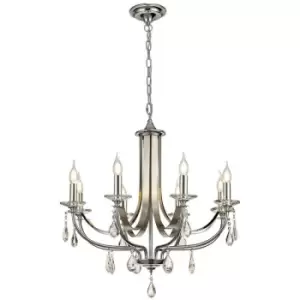 Ceiling Chandelier Pendant 8 Light E14 Polished Chrome, Satin Nickel, Clear Crystal - Luminosa Lighting