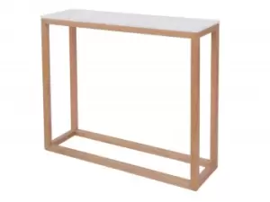 LPD Harlow White Marble and Oak Console Table Flat Packed