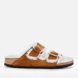 Birkenstock Womens Arizona Slim Fit Shearling Double Strap Sandals - Mink - UK 8