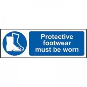 Protective Footwear Must Be Worn&rsquo; Sign; Non Adhesive Rigid