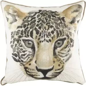 Evans Lichfield Safari Leopard Cushion Cover (One Size) (White/Black/Brown) - White/Black/Brown