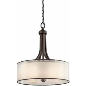 4 Bulb Ceiling Pendant Light Metallic Frosted Shade Mission Bronze LED E27 60W