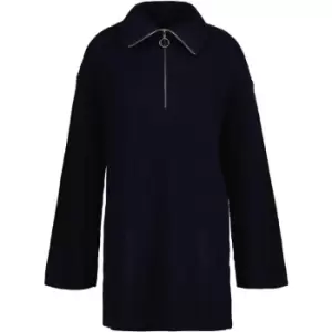 Gant Wool Ribbed Half Zip Evening Blue X - Blue