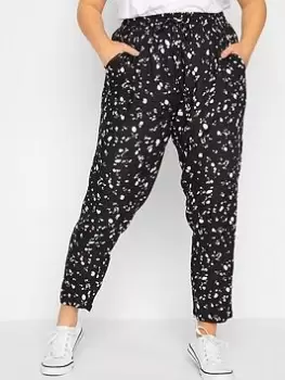 Yours Clothing Spun Viscose Print Jogger Dot, Black, Size 18, Women