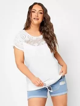 Yours Crochet T-Shirt - White, Size 22-24, Women