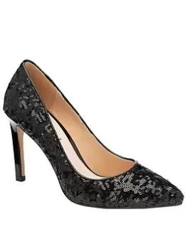 Ravel Edson Black Sequin Heeled Court Shoe, Black, Size 7, Women