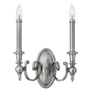 2 Light Indoor Candle Wall Light Antique Nickel, E14