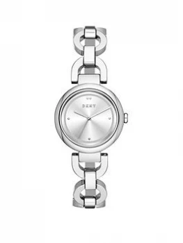 DKNY Silver Sunray Dial Stainless Steel Chain Link Bracelet Ladies Watch, One Colour, Women