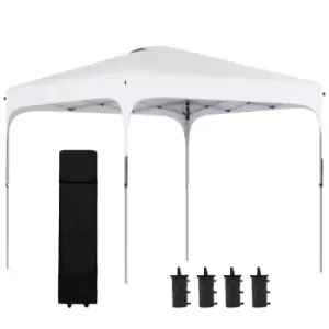 Outsunny Pop Up Gazebo Foldable With Wheeled Carry Bag & 4 Weight Bags - White