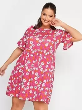 Yours Smock Floral Tunic Dress - Pink, Size 22-24, Women