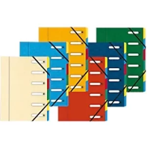 Exacompta Multipart File Harmonika A4, 6 Sections, Assorted, Pack of 8