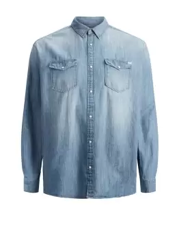 JACK & JONES Western Style Plus Size Shirt Men Blue