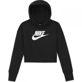 Nike Girls Club Crop Hoody - Black/White