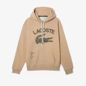 Lacoste Mens Loose Fit Crocodile Hooded Sweatshirt Size 8 - 3XL Beige