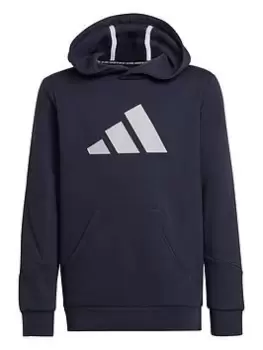 adidas Older Kids Unisex 3bar Overhead Hood, Navy/Grey, Size 7-8 Years, Women