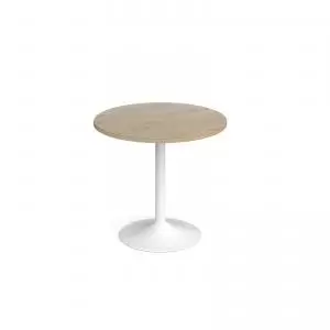 Genoa circular dining table with white trumpet base 800mm - barcelona