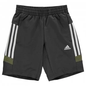 adidas Tri-Coloured Shorts Junior Boys - DGrey/Wht/Khaki